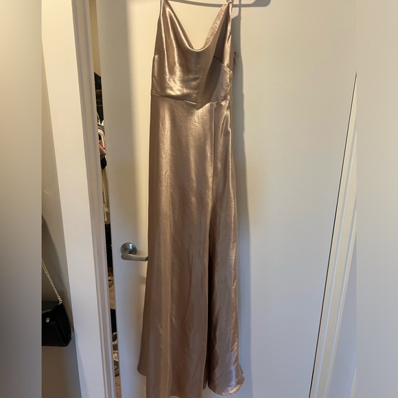 Birdy grey Lisa long bridesmaid dress in satin taupe - Picture 2 of 7
